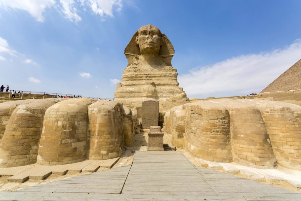 Inside the Sphinx enclosure. This off limits site is opened up for our guests.
