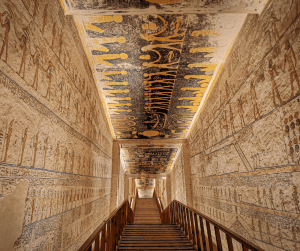 inside of one of the many tombs in the valley of the queens.
